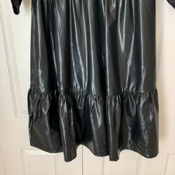 CHICO’S FAUX LEATHER MIDI TIERED DRESS WITH SLEEVES - Picture 10 of 16